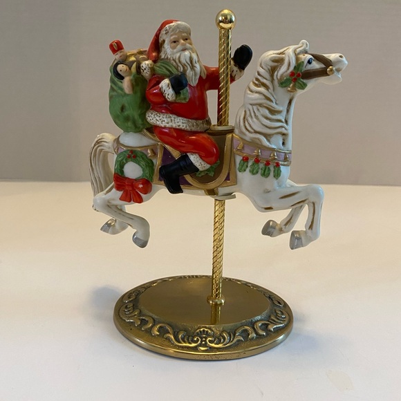 Vintage Santa riding carousel horse figurine holidays Home Interiors Homco #5117 - Picture 2 of 11